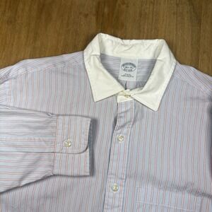 Brooks Brothers Slim Fit Long Sleeve Dress Shirt Mens 16.5 33 Blue/Red Striped